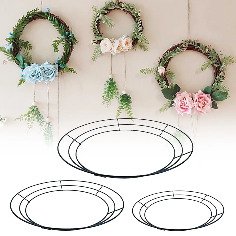 1pc 12''/14''/16'' Floral Metal Wire Wreath Frame Form er For Christmas