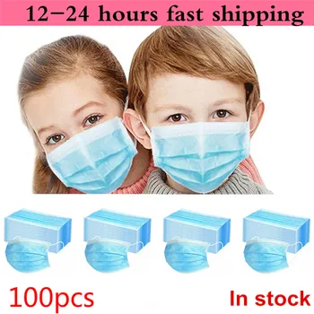 

Child Disposable Face Mask Black Solid Color Mouth-Muffle 3-Layer Breathable Protective Mascarillas Outdoor Masking for Kids