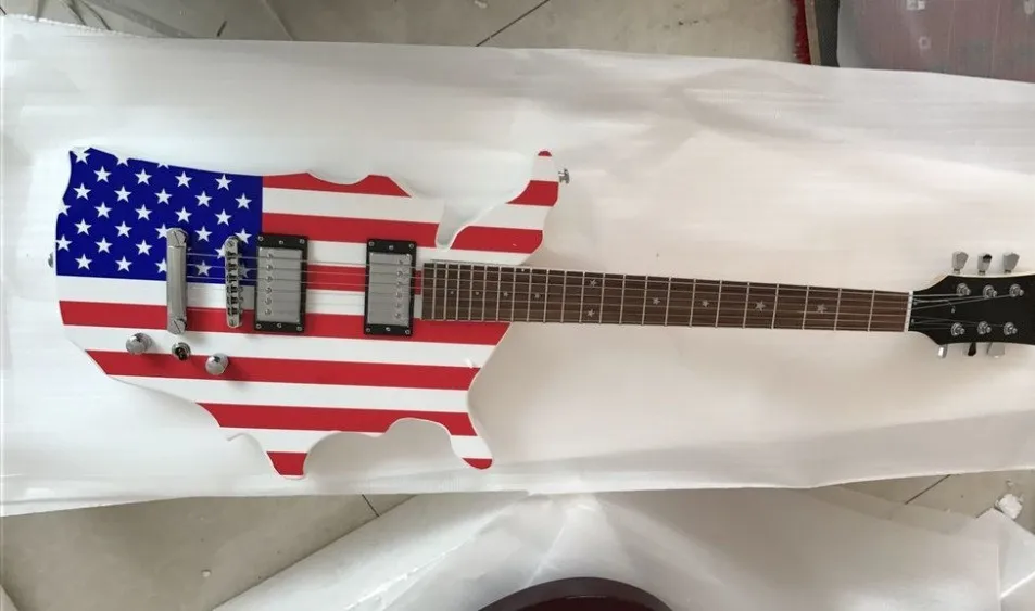 Новинка+ фабрика+ США форма тела Электрогитара Государственный Флаг США Топ электрогитара специально сделанная США карта гитара
