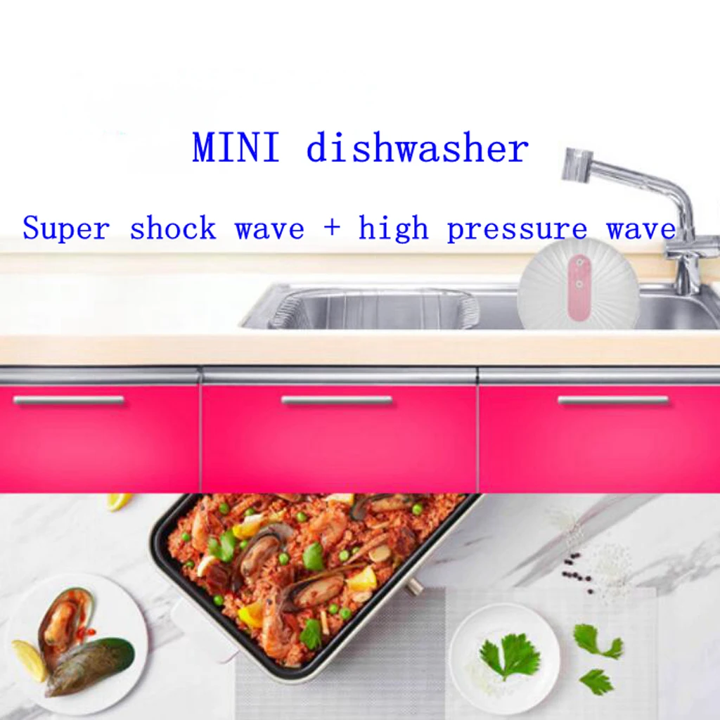 DC 5V Mini Ultrasonic Dishwasher Portable USB Charging Kitchen Fruit Vegetable Washer Dishwasher In-Sink Washing Machine