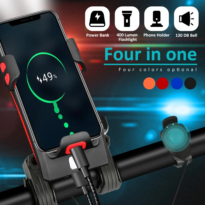 Велосипедный мотоцикл Usb зарядное устройство светодиодный фонарик держатель мобильного телефона для езды кронштейн 2000/4000 мАч Внешний Аккумулятор аксессуары для мотоциклов