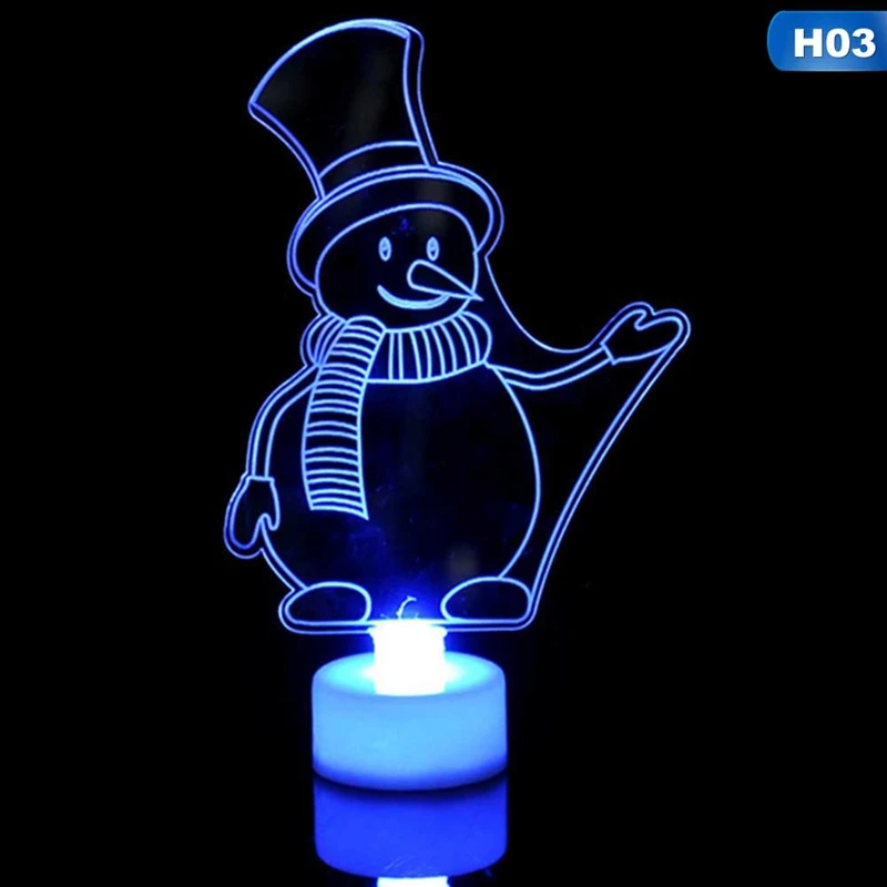 3 Красочный мини Luces светодиодный Ночной светильник на рождественскую елку Снеговик Санта Клаус детский подарок Рождественский светильник s лампы вечерние домашний декор - Испускаемый цвет: 3