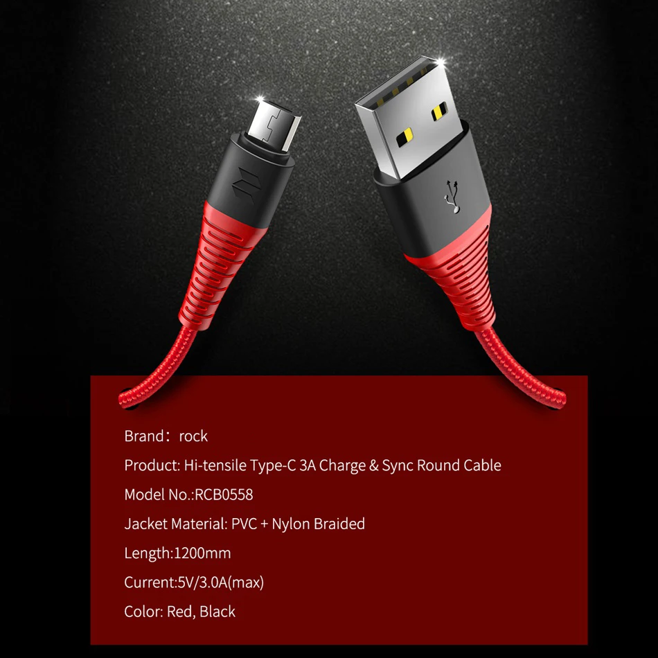 Rock usb type-C кабель для Xiaomi huawei Oneplus USB C кабель для мобильного телефона зарядное устройство Быстрая зарядка type-C Дата шнур провод адаптер