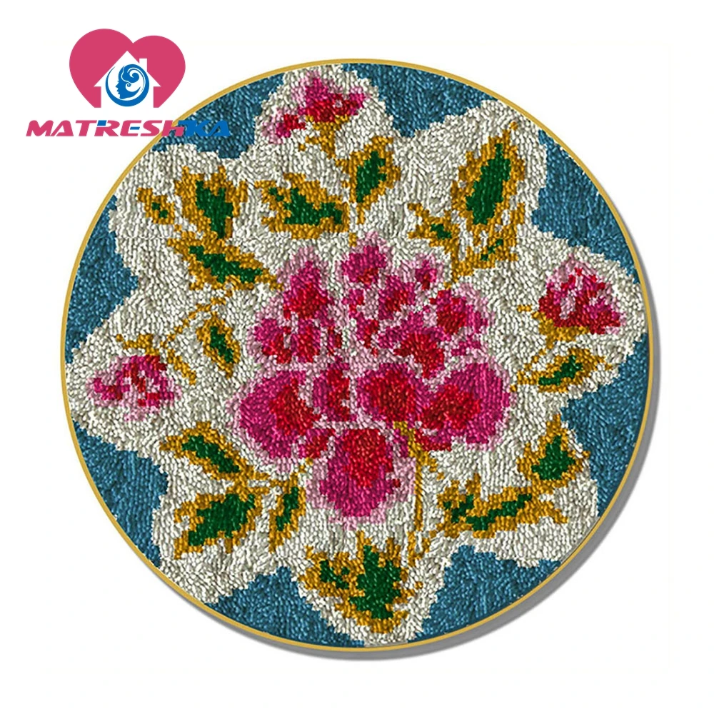 Flowers carpet embroidery latch hook rug do it yourself ladybugs for needlework diy rugs needlework button package home decor