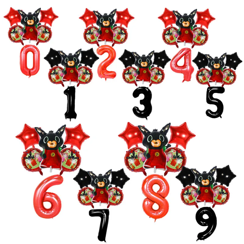 6 шт. 85*45 см Bing Bunny воздушные шары из фольги с мультяшным кроликом шары с цифрами 32 дюйма для детей 1, 2, 3, 4, 5 дней рождения декоративные принадлежности игрушки