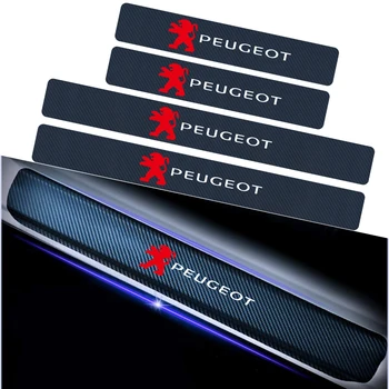 

Car-styling Carbon fiber Door Sill Scuff Car Door Sill Protector Stickers for Peugeot 208 308 408 508 2008 3008 accessories