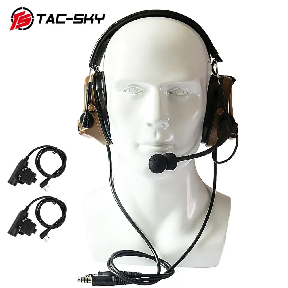 FG TAC-SKY COMTAC III двойные проходы силиконовые наушники шумоподавление пикап Ушная гарнитура Военная тактическая+ PTT KENWOOD plug U94 PTT FG - Цвет: FG