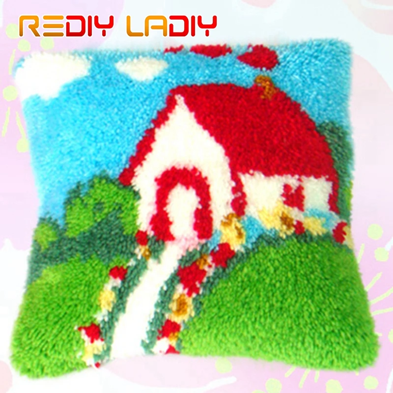 Latch Hook Kit Landscape Home Cushion Cover Preprinted Canvas Diy Yarn