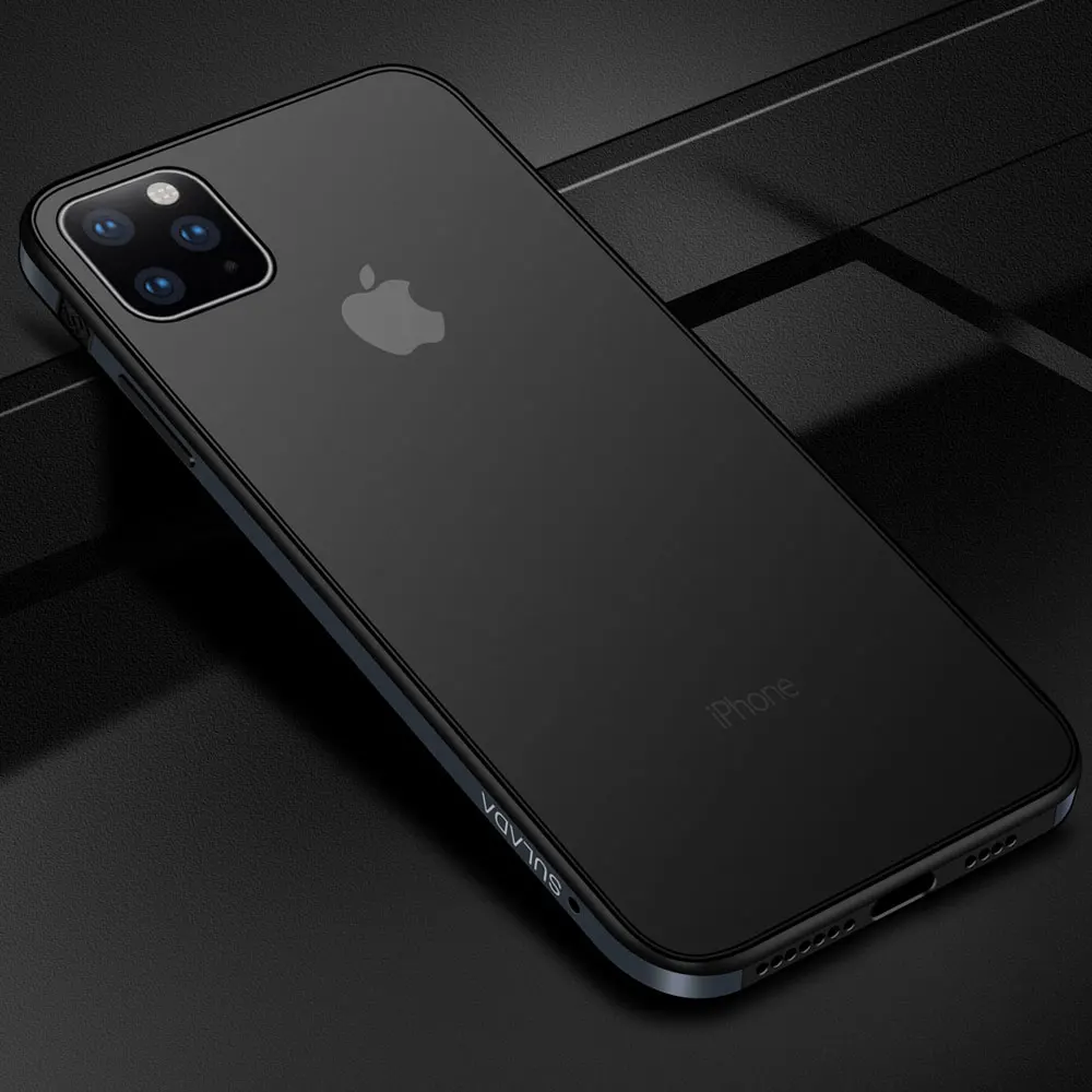 Металлический Чехол-бампер для iPhone XR 11 Pro XS Max X 8 Plus 7 6 S 6, Силиконовый противоударный прозрачный чехол, милый аксессуар для телефона - Цвет: Черный