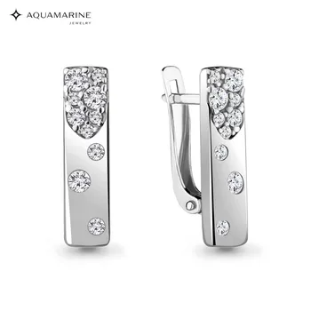 

AQUAMARINE earrings with cubic zirconia, silver 925