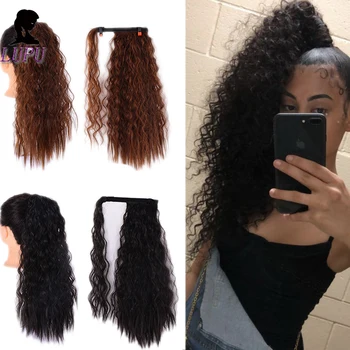 

LUPU Long Curly Ponytail Clip In Tail Synthetic Hair Extensions Wrap Around Ponytails Hairpieces Heat Resistant For Women