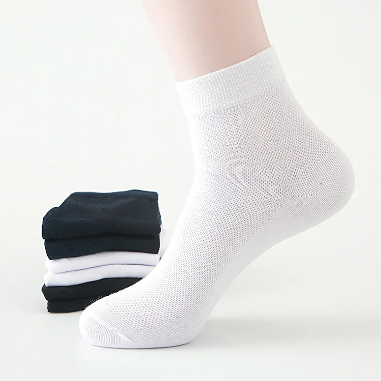 Men's Summer Thin Mesh Stockings Male Black Grey White Socks 10 Pairs High Quality Cotton Middle Tube Breathable Adult Sock