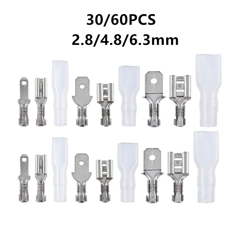 

180/60PCS 2.8mm 4.8mm 6.3mm Insulated Spade Wire Connectors Female & Male Crimp Terminal Set Electrical Cable Crimp Terminal