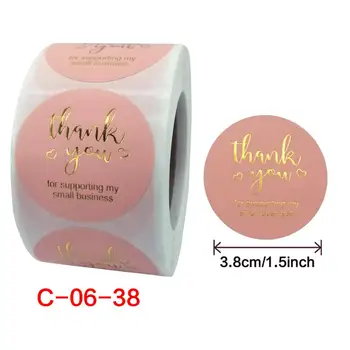 

Pink Round Coated Paper Sticker High Quality Custom Disposable Product Nickel Thankyou Label Adhesive Stickers
