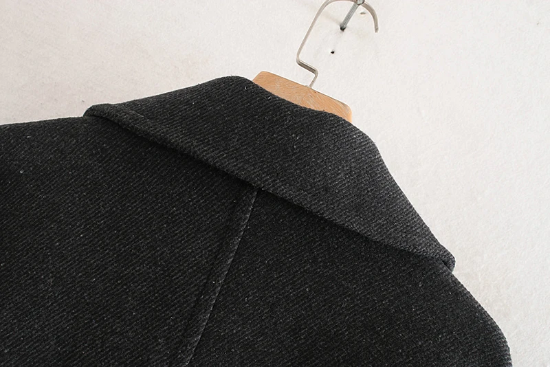 Женское модное Черное длинное пальто с длинным рукавом, свободная куртка с карманами, двубортная прямая куртка, однотонные повседневные топы, Manteau Femme