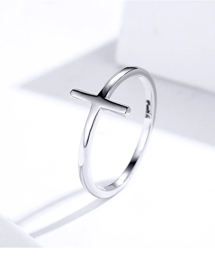 WOSTU New Arrival 925 Sterling Silver Cross Fashion Ring Finger For Women Lover Wedding Rings Genuine Luxury Jewelry BKR562