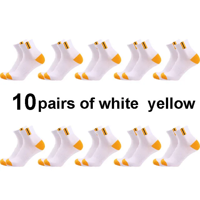 10 pairs yellow 10 пар высококачественные профессиональные мужские носки удобные эластичные дышащие горные велосипедные хлопковые носки для мужчин meias2019 - Цвет: 10 pairs yellow