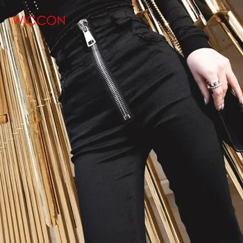 

High Waist Black Women Jeans Korean Fashion Ladies Elastic Stretch Jeans Female Washed Denim Skinny Pencil Cotton Pants Street