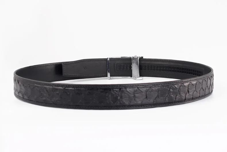 McParko Automatic Buckle Belt Men Genuine Leather Python Men Belt Waist Straps Business Snakeskin Leather Suit Belts 3.4cm Black
