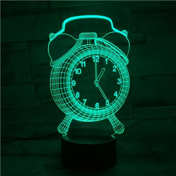 

The Alarm Clock 3D Lamp Battery Operated Colorful with Remote Visual Led Night Light Lamp Lovely Gift Halloween for Infant