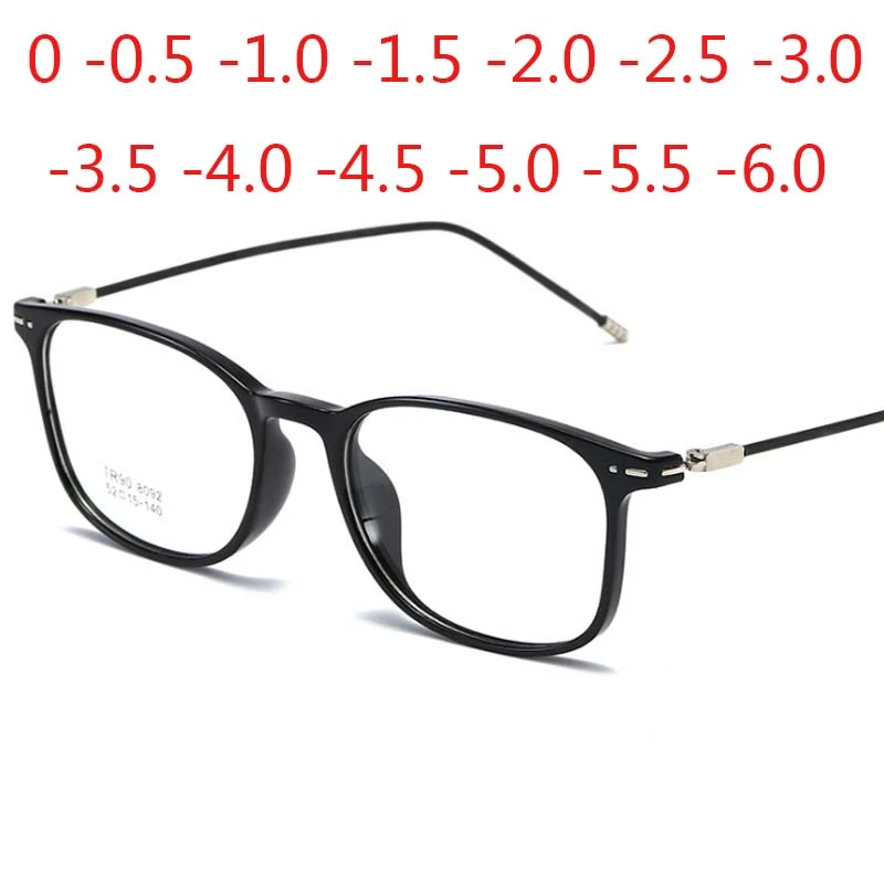 Gafas de miopía con acabado cuadrado para hombre y mujer, lentes de Metal con patas delgadas, lentes de visión corta, dioptrías, 1,0 1,5 2,0 2,5 a 3,0|Gafas de de - AliExpress
