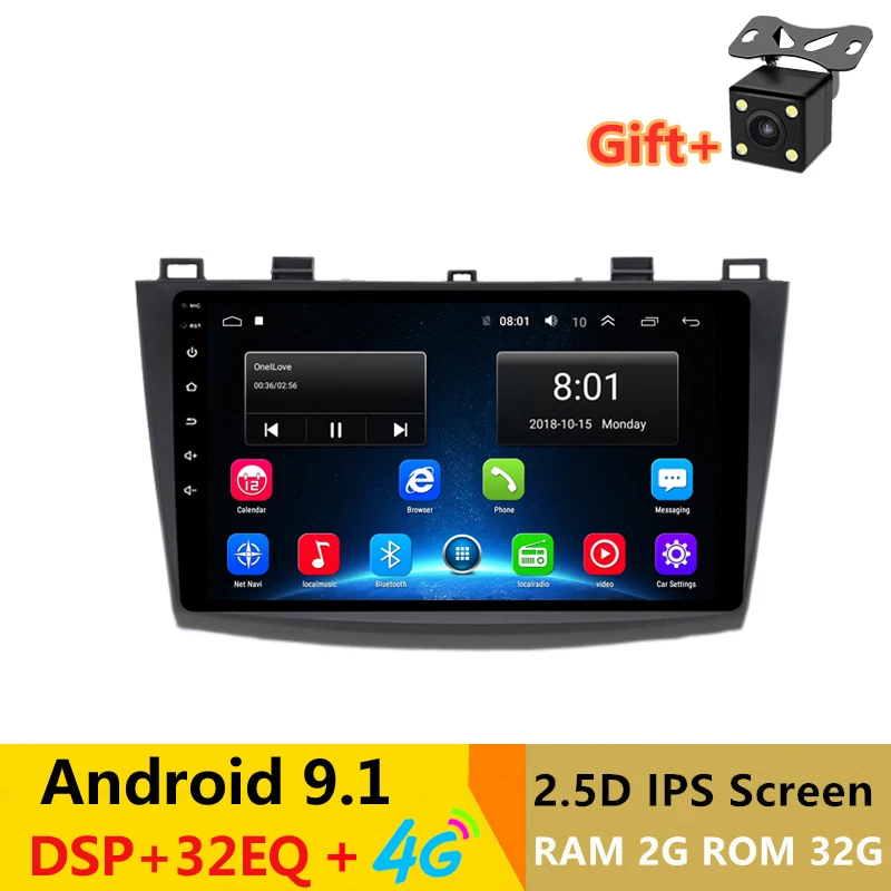 Clearance 9" 2.5D IPS Android 9.1 Car DVD Multimedia Player GPS for Mazda 3 2010 2011 2012 2013 audio car radio with DSP 32EQ navigation 0