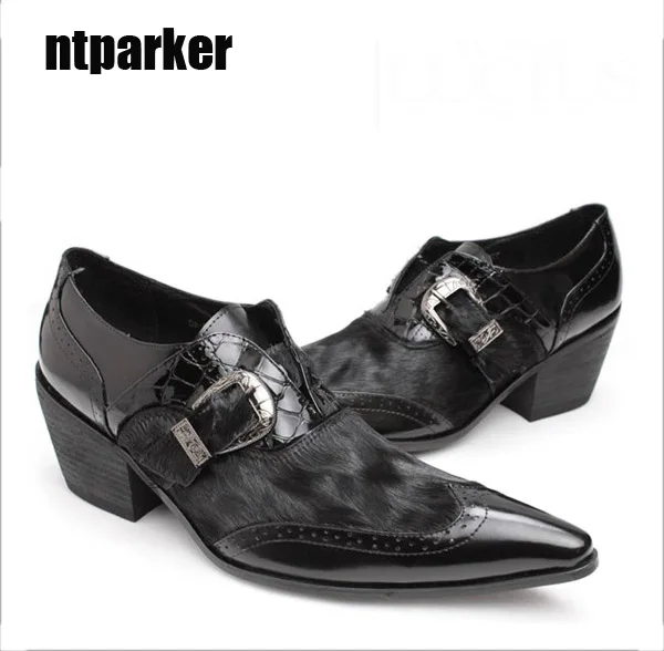 Ntparker/черные кожаные мужские туфли с острым носком на каблуке 6,5 см, увеличивающие рост мужская кожаная обувь для мужчин, вечерние/свадебные/деловые