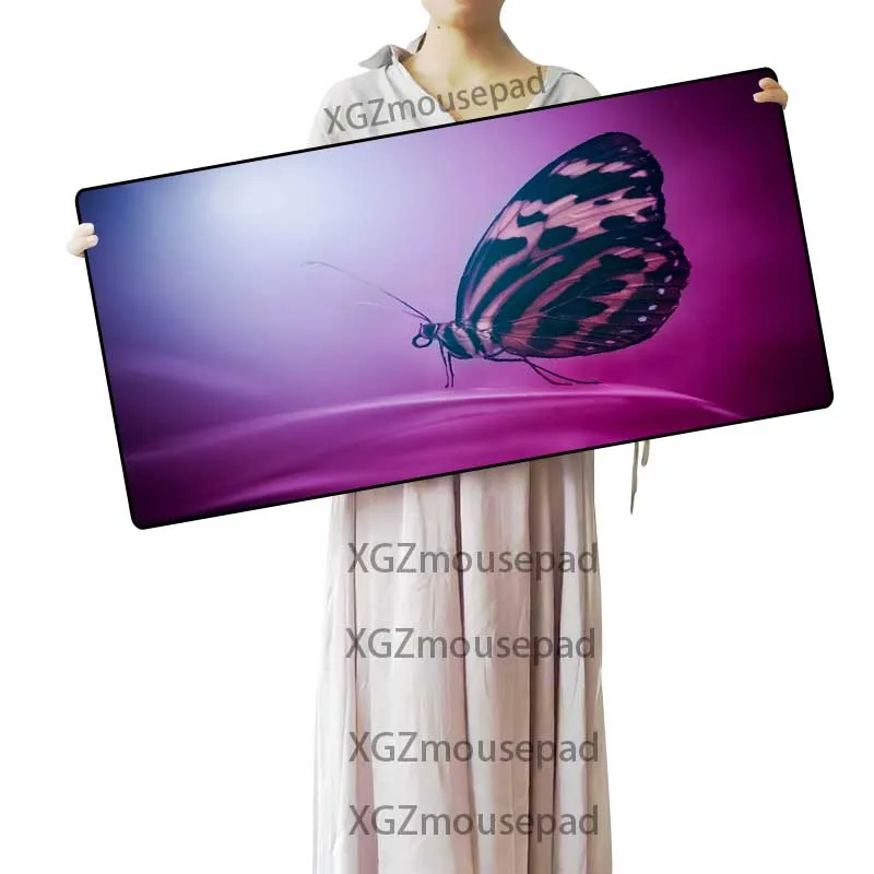 XGZ Large Butterfly Pattern Mouse Pad Lock Edge Animal Custom Home Computer Table Mat Speed Rubber