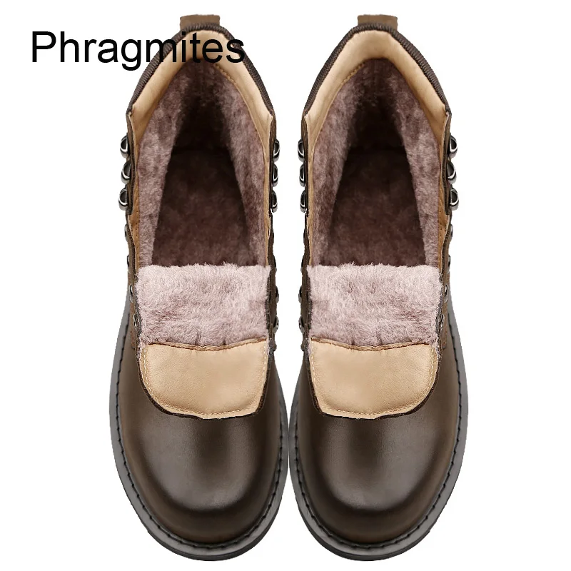 Phragmite/Модные Ботинки martin с заклепками; высококачественные мужские ботинки; Botas Mujer; теплые зимние мужские ботинки; ботильоны из натуральной кожи с мехом в стиле милитари
