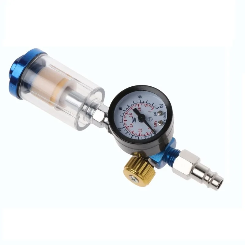 High Quality Spray Gun Air Regulator Gauge + In-line Water Trap Filter Tool + JP/EU/US Adapter Pneumatic Spray Gun Accessories