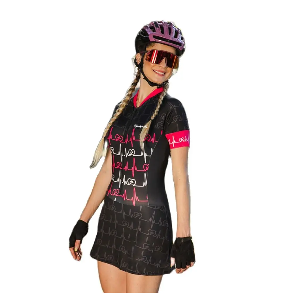 

Wyndymilla Macaquinho Saia ​Women Feminino Saia bike Flor Triathlon Cycling Jersey Skirt Dress Skinsuit Maillot Ciclismo MTB