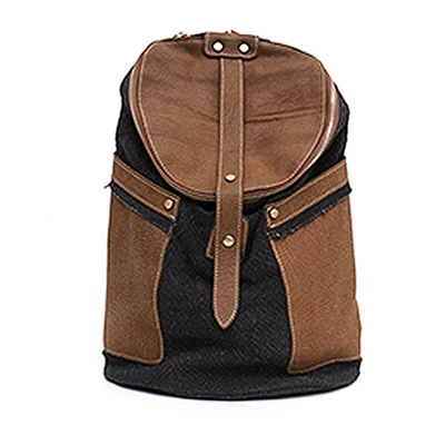 SC дизайнерский Стильный винтажный рюкзак из натуральной кожи, женская льняная Лоскутная сумка на плечо, женская большая школьная сумка на молнии, Женский ранец - Цвет: BLACK