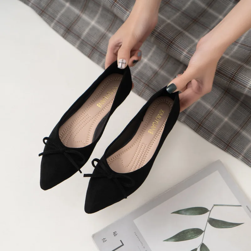 Elegant Bow-knot leopard pattern flats woman ballerina plus size 40-43 sneaker shoes women loafers pointed toe flock moccasins 3