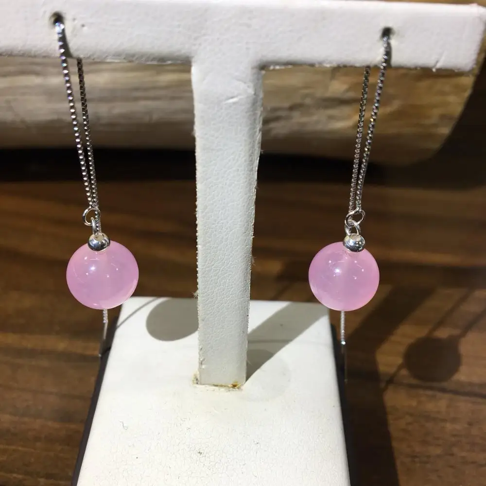

Pink crystal horse pendant earring sling silver simple female earring temperament Korean net red ear drop su long pure silver ea