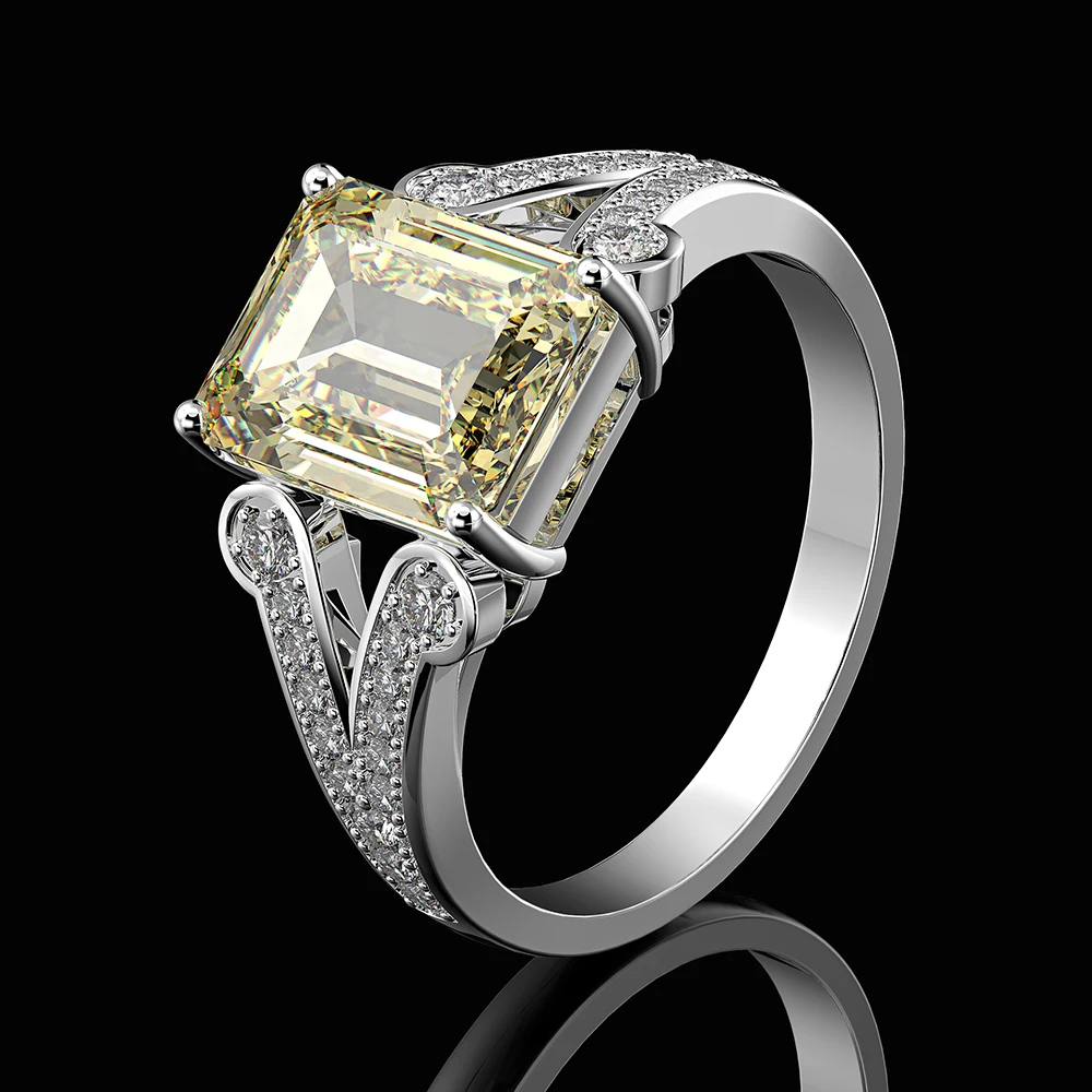Wong Rain, роскошное, 925 пробы, серебряное, созданное, Муассанит, цитрин, бриллианты, драгоценный камень, обручальное кольцо, хорошее ювелирное изделие