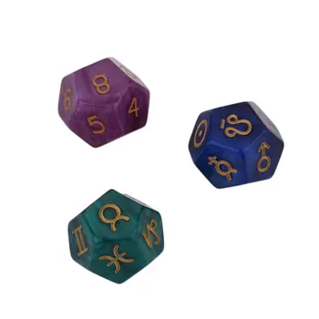 

3PCS 9 Polyhedral Dice Astrological Creative Dice Set Multi-Faceted Acrylic Dice For EZ Constellation Games