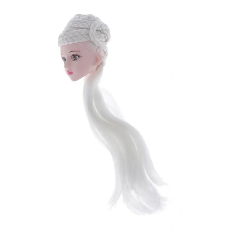 1/4 BJD Girl Doll Make up Head with White Braid Hair Doll DIY Body Part Accs Doll Head Painted Doll Replacement Parts