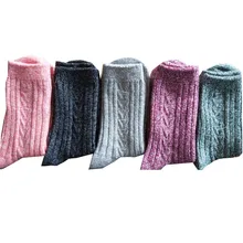 Женские шерстяные носки с двойной иглой, увеличивающие длину, носки из кроличьей шерсти, несколько цветов, простые носки