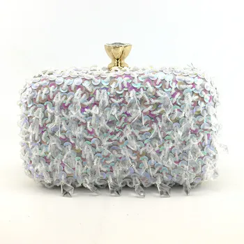 

Silver AB Crystal Clutch Purses For Women Evening Bags Wedding Formal Dinner Bridal DIamond Handbags