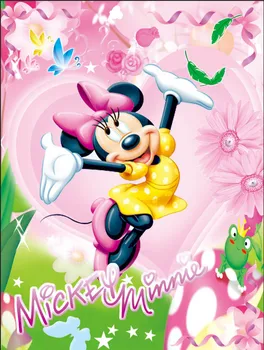 

8x8FT Mickey Minnie Dance Light Pink Flowers Animal Baby Kids Custom Photography Backdrop Studio Background Vinyl 2.4x2.4m