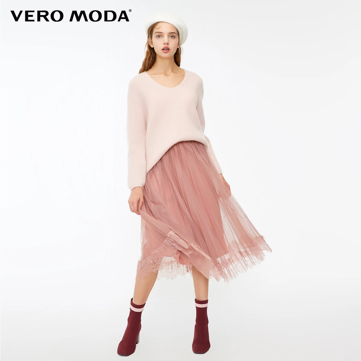 Vero Moda женский шерстяной мохер свободный свитер чистый вязаный Топ | 318413598