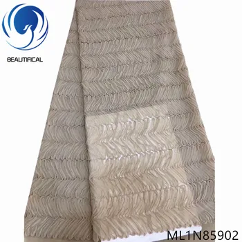 

Beautifical nigerian lace fabric 2019 New design net lace french lace fabric for women dress 5yards/lot lace fabric ML1N859