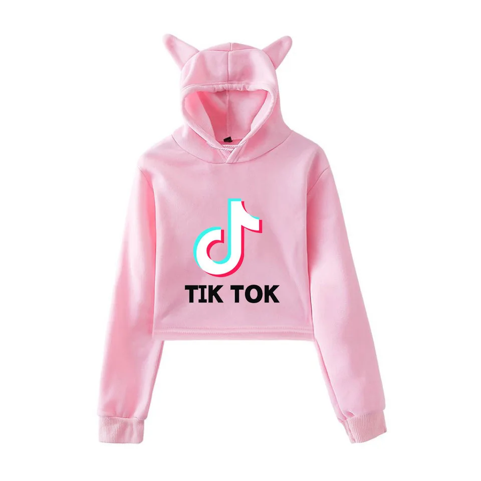 2019 New Style Tik Tok Douyin Loose And Plus-sized Cat Ears WOMEN'S Dress Hooded Navel Hoodie