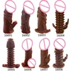 8 Styles Thicken Penis Extender Sleeve Silicone Condoms Reusable Ring Cock Delay Ejaculation Sex Toys For Men Intimate Goods 1