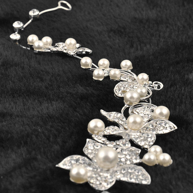 Western Wedding Headdress Bride Handmade Wedding Crown Floral Pearl Hair Accessories Hairpin Ornaments