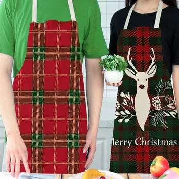 

Linen Christmas Apron Cotton Linen Sleeveless Apron Christmas Decorations for Home Kitchen Accessories Navidad 2020 New R