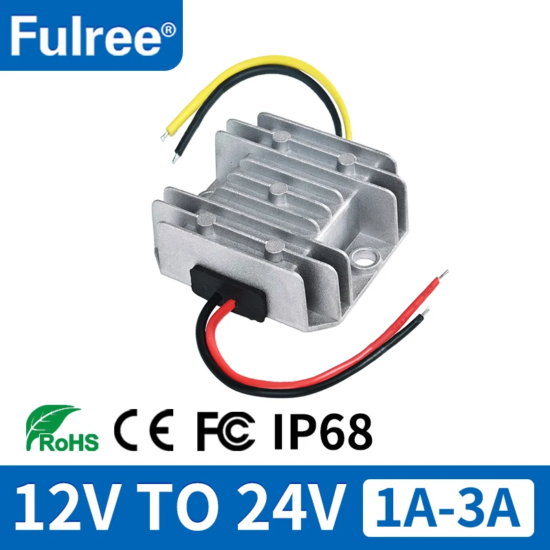 Fulree®Convertitore Per Auto Da 12 V A 24 V 1A 2A 3A Dc Dc Step Up Voltage Da 12 Volt A 24 Volt Boost Regolatore Del Trasformatore Di Potenza
