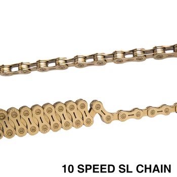

ZTTO 10 Speed Bike Semi-Hollow Chain Mountain Cycling Bicycle Chain SL Bicycle Chain with Magic Button - Golden