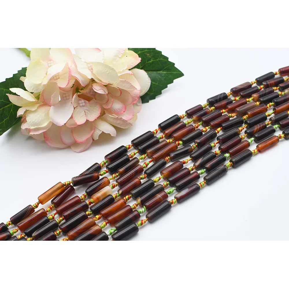 20mm Natural Smooth dark brown cylindrical Agate stone beads For DIY Bracelet Necklace Jewelry Making Strand 15