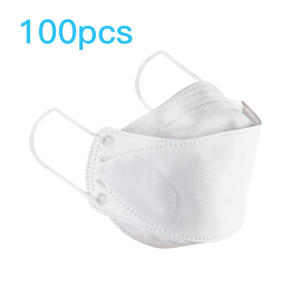 

100pc KF94 Mask 4 Layer Non-woven Breathable Anti Dust Protective Mask Mouth Nose Covers Anti-fog 95% Filtration Masks Face Mask